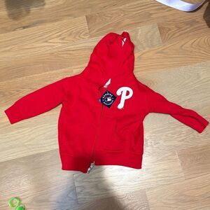 NWT Red Zip-Up Hoodie Phillies 18M